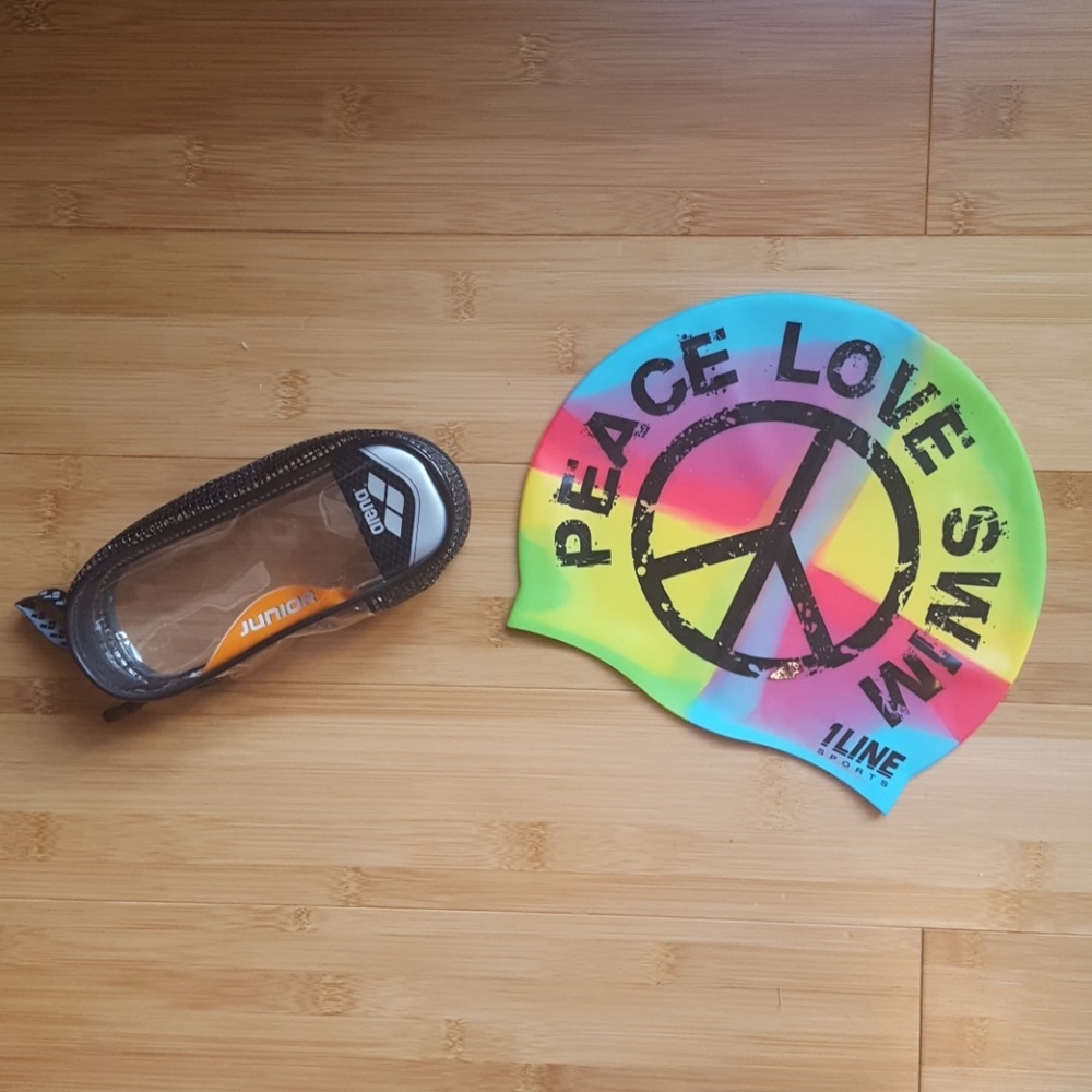 Tie-Dye Swim Cap and Goggles Swim Case